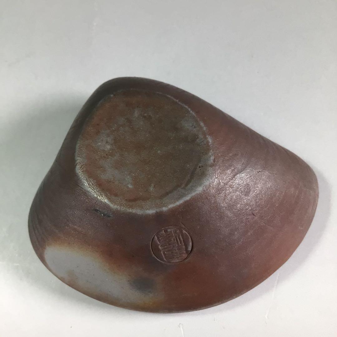 Ｐ８３５　香合　『備前焼』『木村陶峰造』『蛤香合』　共箱　茶道具