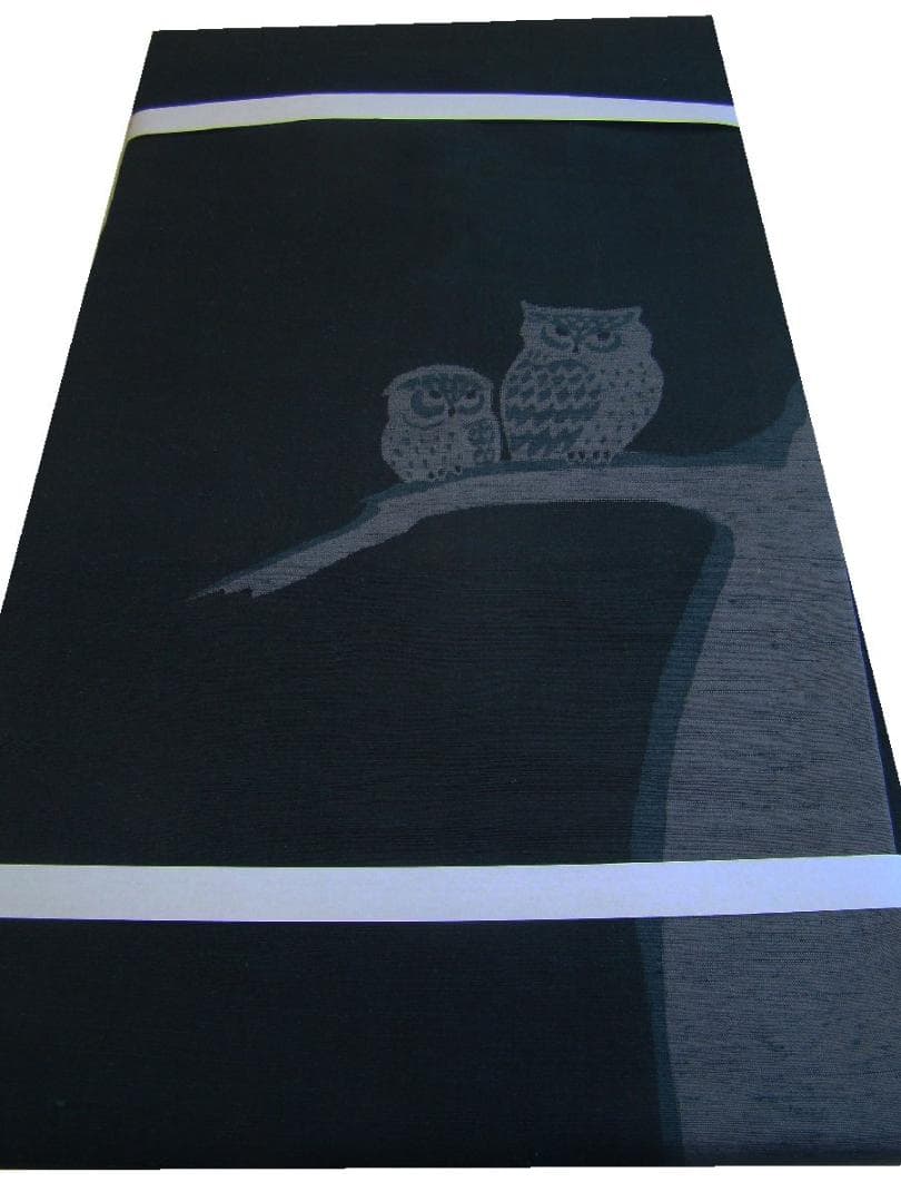 紬 小紋用 紬地 フクロウ なごや帯 正絹 未使用 Ns1720
