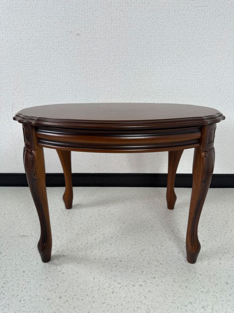 コーヒーテーブル ローテーブル 楕円 無垢 オーバル 花台 猫脚 ※i4※