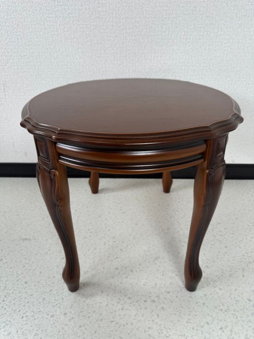 コーヒーテーブル ローテーブル 楕円 無垢 オーバル 花台 猫脚 ※i4※