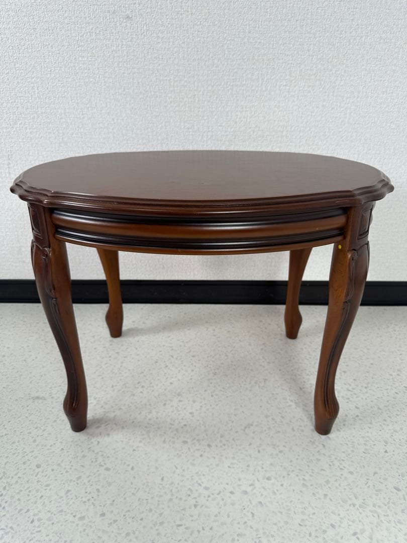 コーヒーテーブル ローテーブル 楕円 無垢 オーバル 花台 猫脚 ※i4※