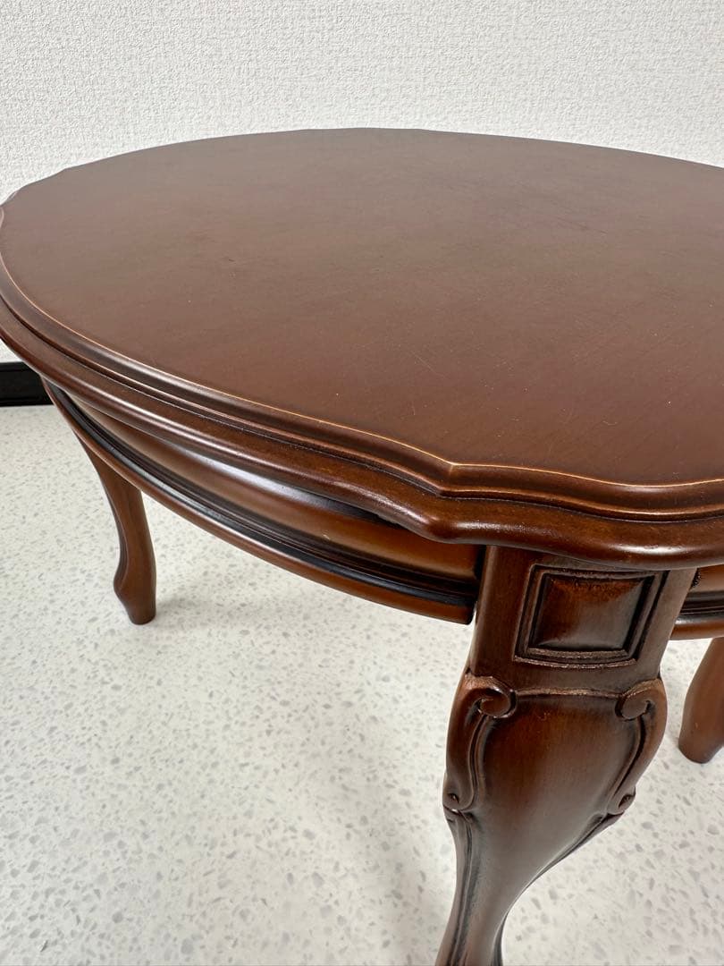 コーヒーテーブル ローテーブル 楕円 無垢 オーバル 花台 猫脚 ※i4※