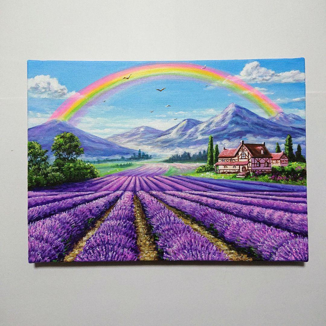 【Lavender garden】アクリル画 F4 風景画 絵画