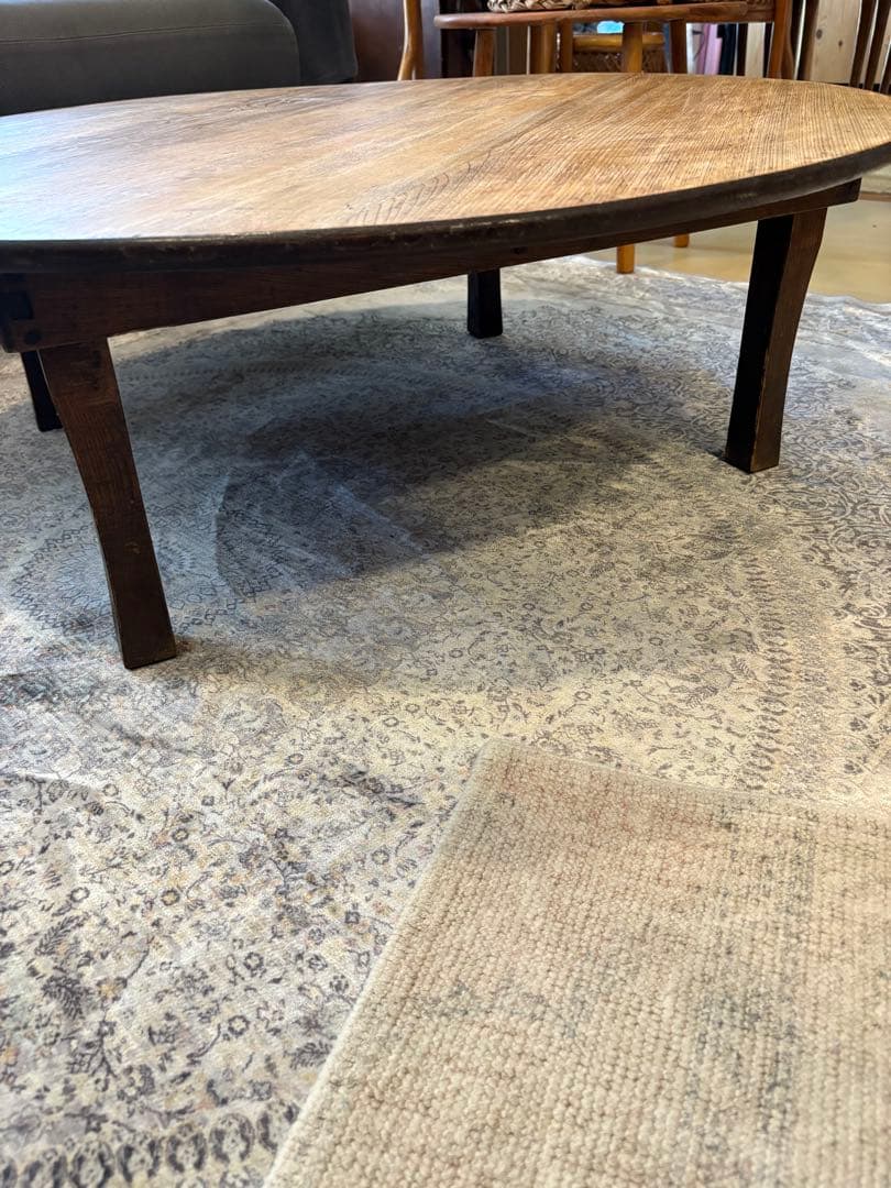 昭和アンティーク　木製ちゃぶ台　丸テーブル　折りたたみ　レトロ