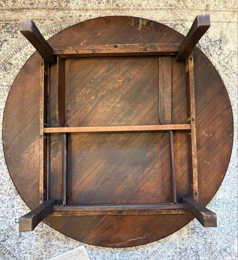 昭和アンティーク　木製ちゃぶ台　丸テーブル　折りたたみ　レトロ