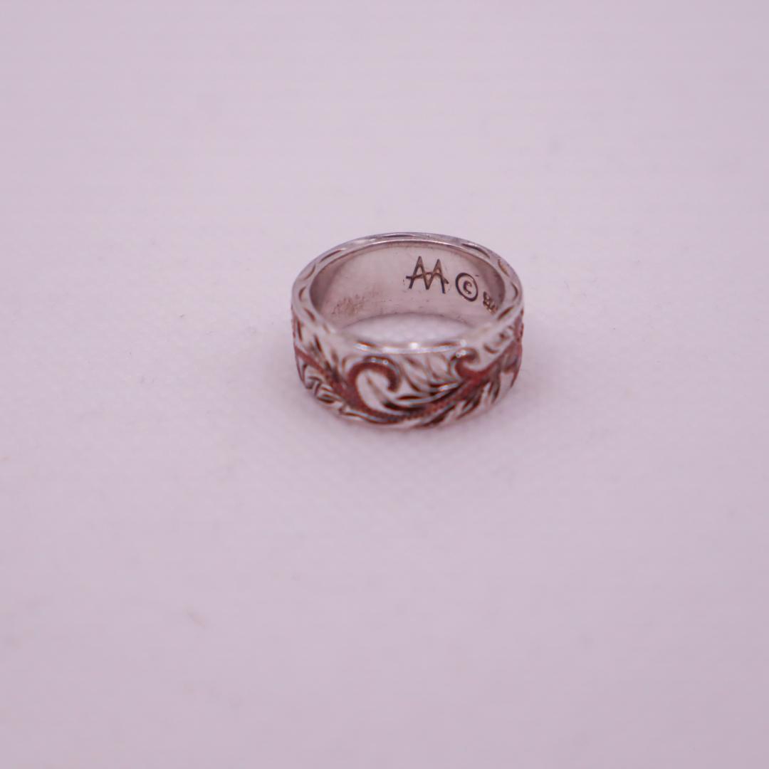 Maui Divers Jewelry 花彫刻シルバーリング 指輪 Silver