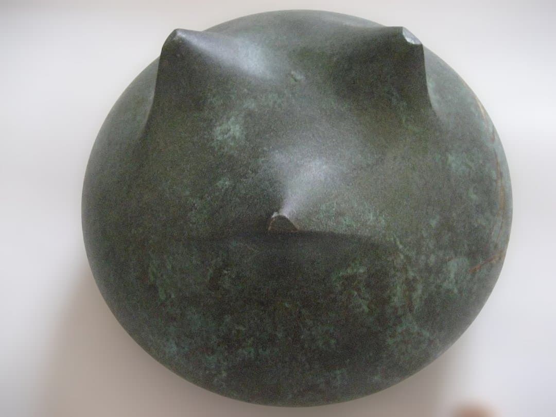 青銅錆色の香炉　高岡 正晴堂作 「天に吠える獅子」