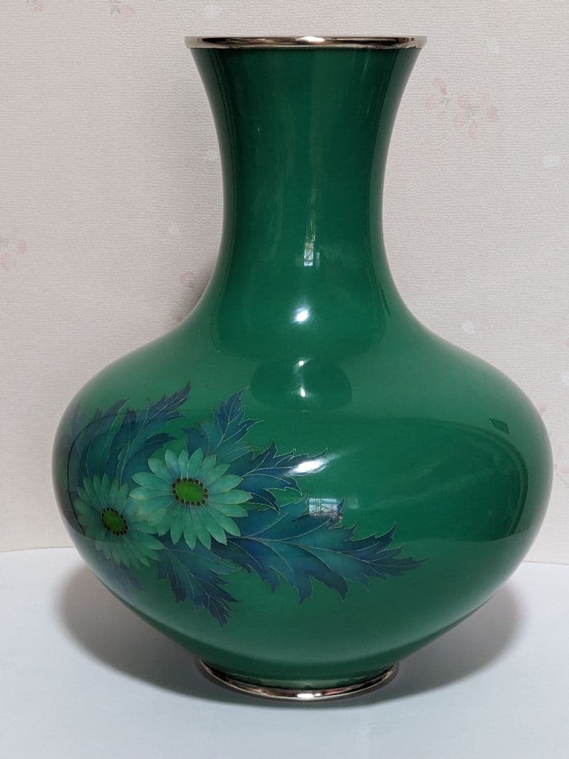 ♦尾張七宝焼 田村七宝 3代田村幸夫造 花文様花瓶 日本工芸会会員 美術品 置物