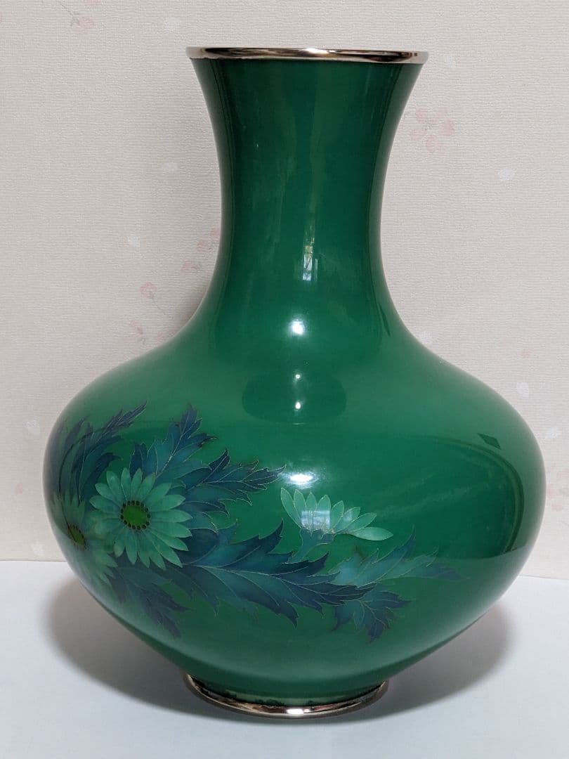 ♦尾張七宝焼 田村七宝 3代田村幸夫造 花文様花瓶 日本工芸会会員 美術品 置物