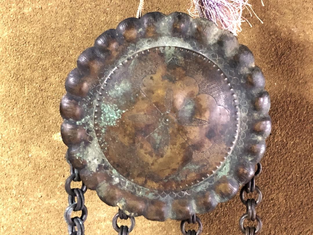 【 花角紋彫金連馬鈴 】　江戸時代　馬具装飾品　完
