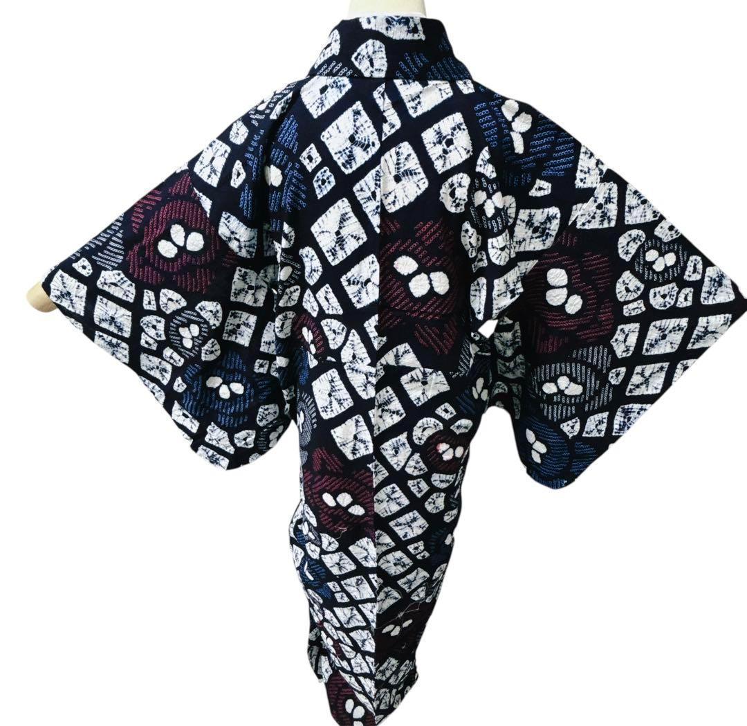 A61 有松鳴海絞り 高級浴衣 花　綿　美品