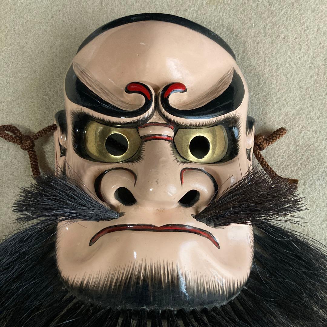 神楽面　木彫り