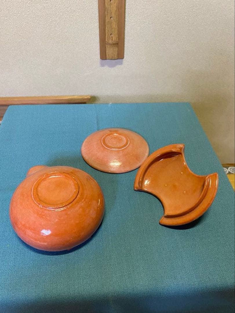 茶道具/夜咄道具 雀瓦 赤楽 利休形 松楽窯