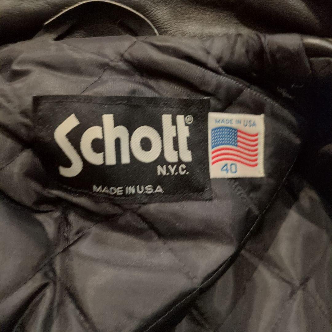 Schott シングルライダースジャケット ブラック 40