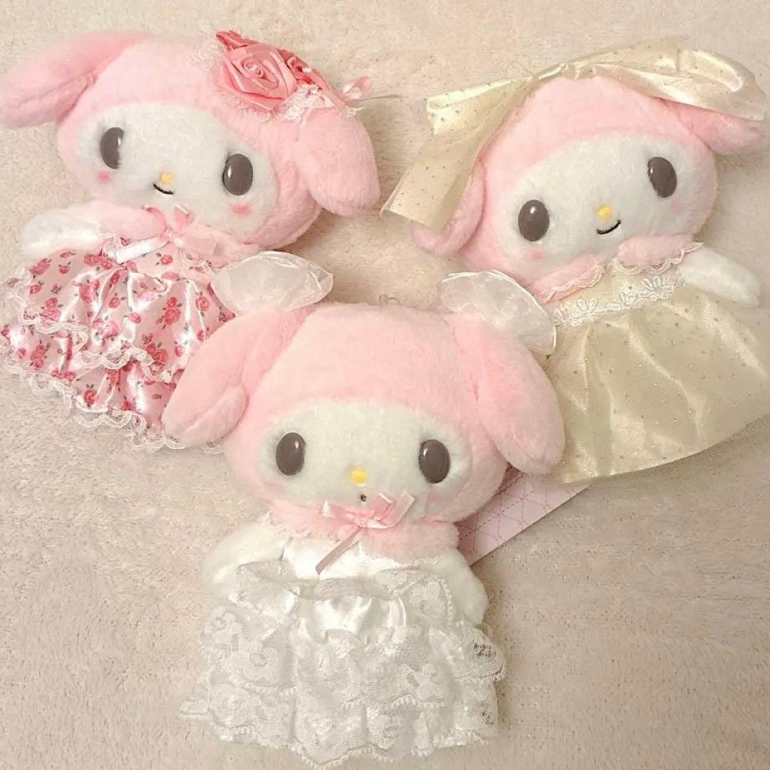 レディマイメロディ　マスコットホルダー　ホワイト　ピンク　ライトイエロー　3体