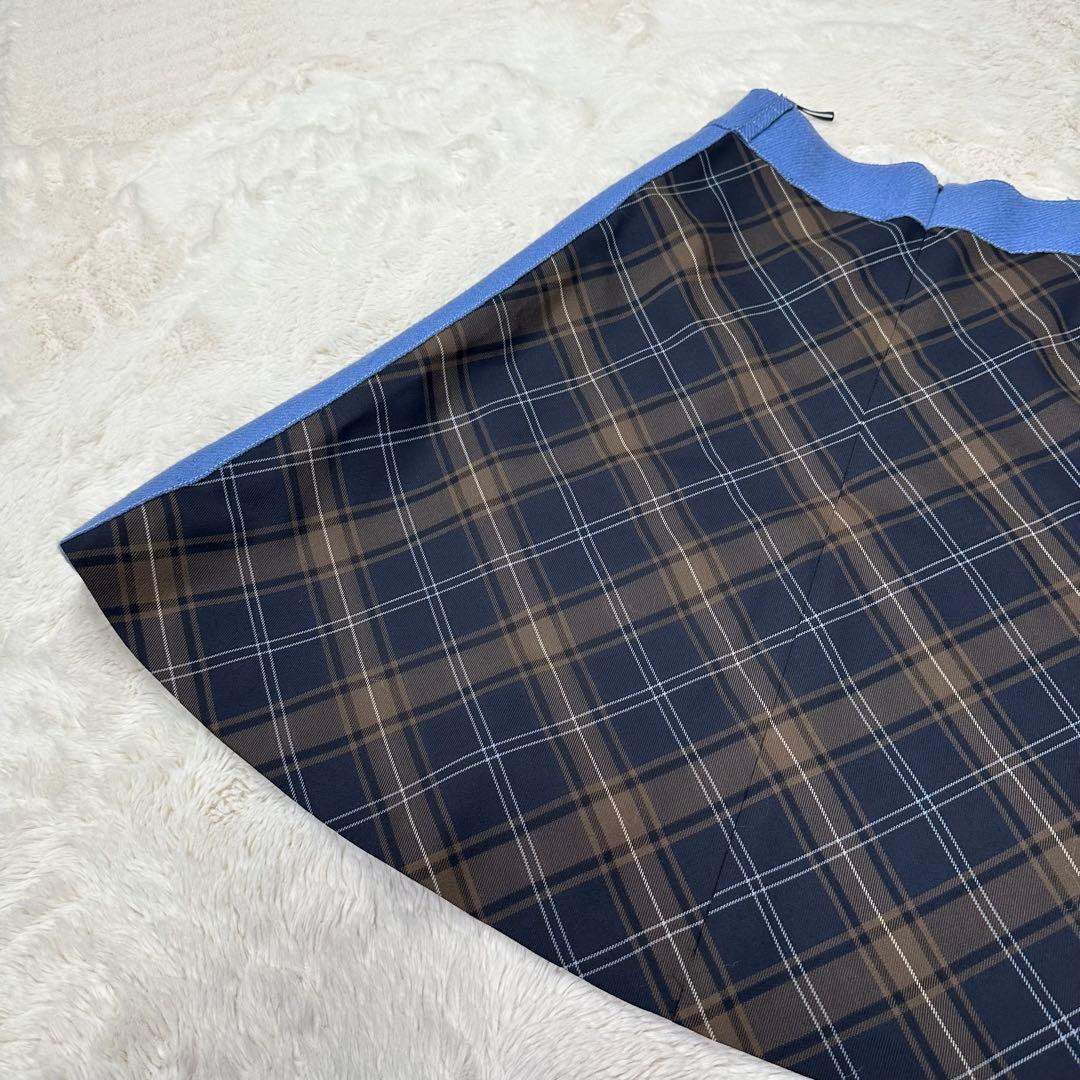 ✨美品✨miumiu チェック柄 Aラインスカート ウールモヘア混 上質 M