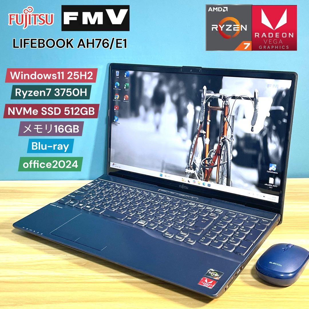 富士通 LIFEBOOK/Ryzen7/16GB/SSD512GB/ブルーレイ