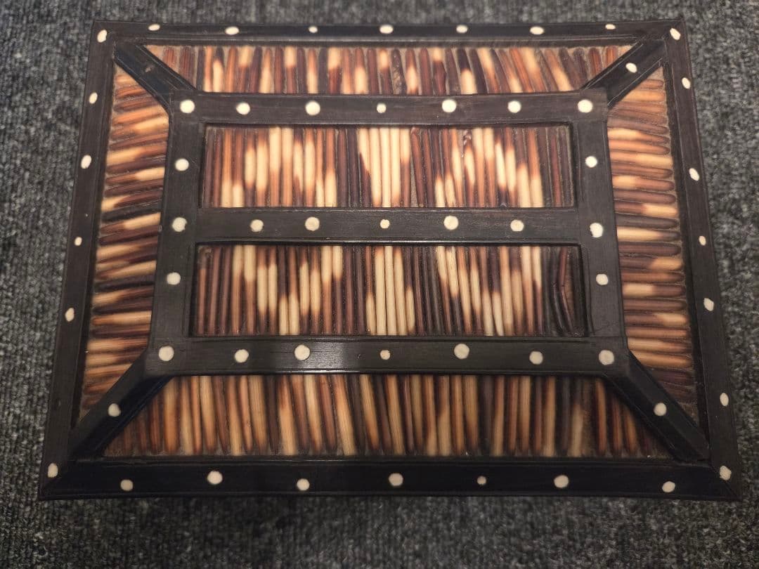 ★レア★ヤマアラシの針 手作り アンティーク アングロインディアン ボックス