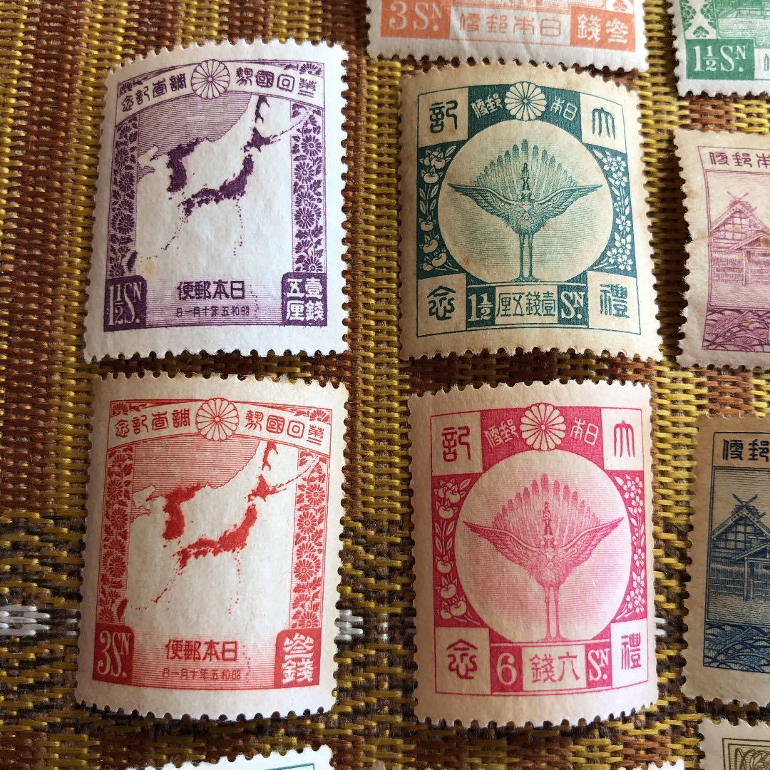 昭和3〜10年記念切手単片全種裏糊ツヤピカ！ヒンジ跡無！カタログ価26,650円