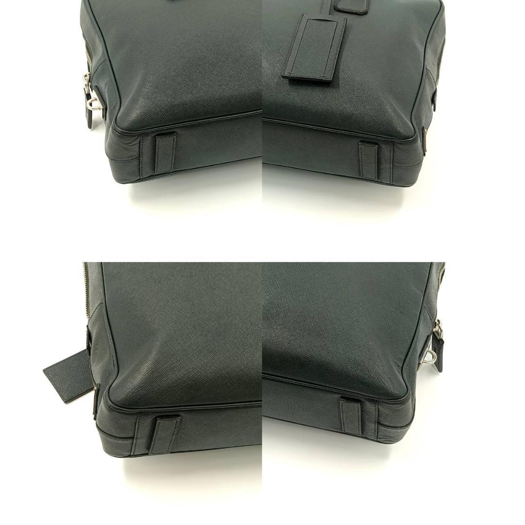 希少色 美品✨️プラダ　サフィアーノレザー　ビジネスバッグ　三角ロゴ　深緑