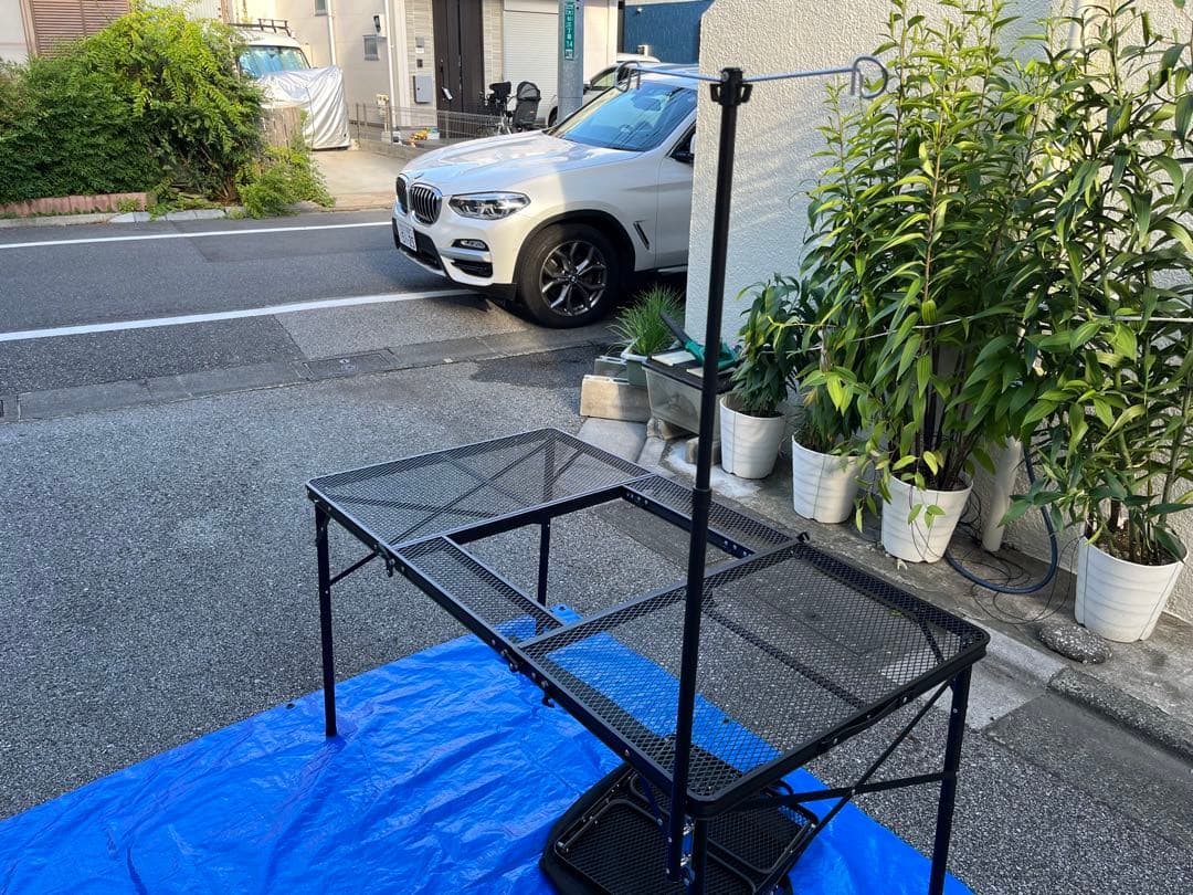 ロゴス(LOGOS) アイアンメッシュ テーブル　収納バック付き