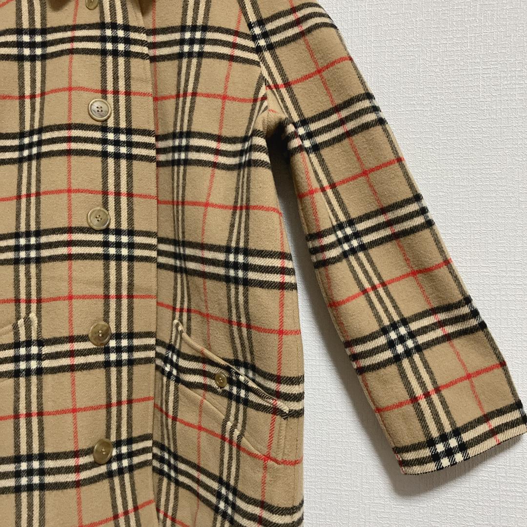 90sバーバリーBurberrys'ノバチェックリバーシブルウールミドルコートM