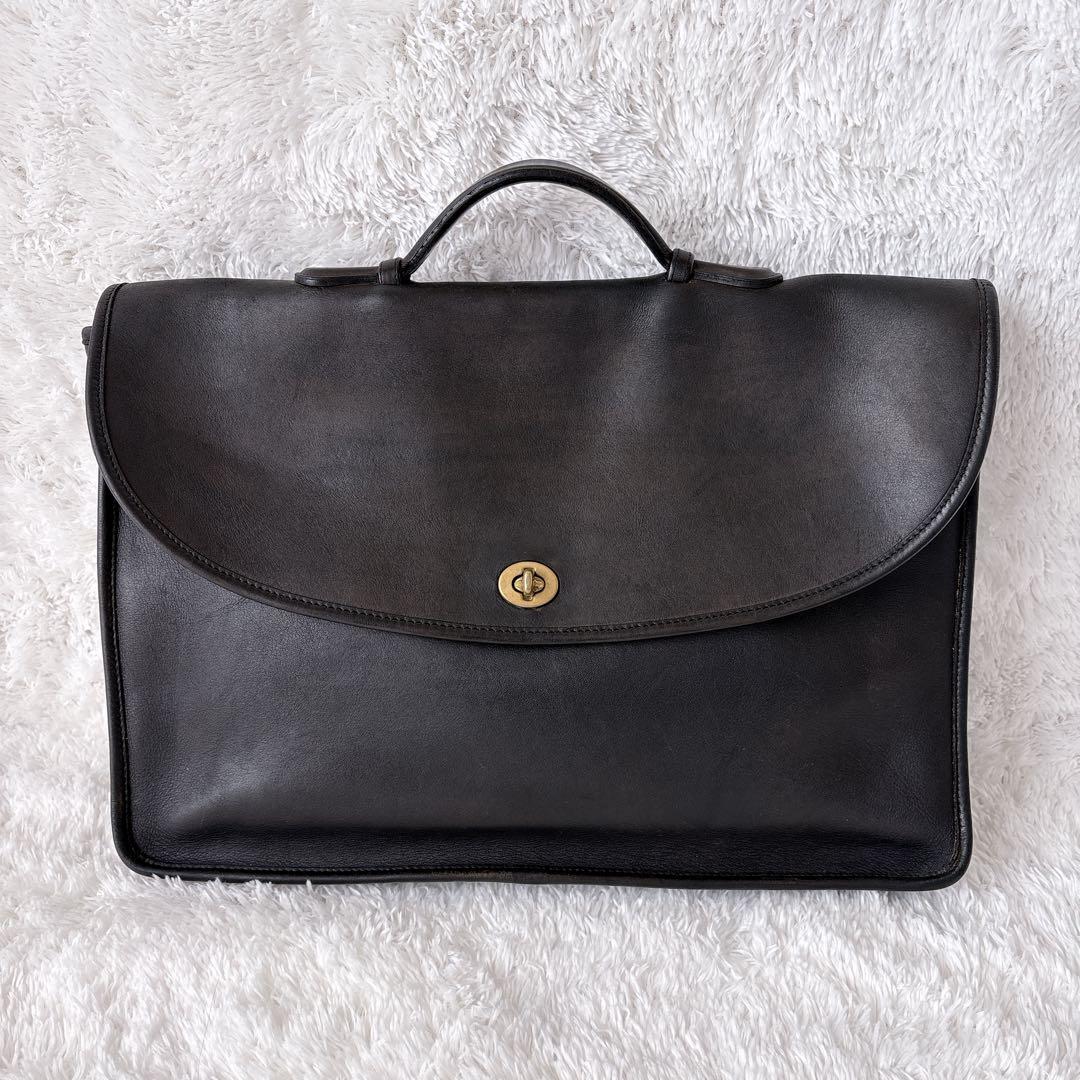 バッグ OLD COACH briefcase leather turnlock USA