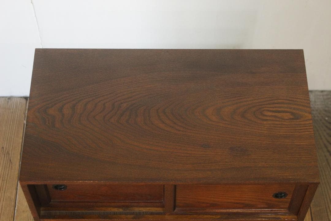 レトロ 小振り 引き出し 茶箪笥 抽斗 5杯 隠し収納 からくり箪笥 鍵付き