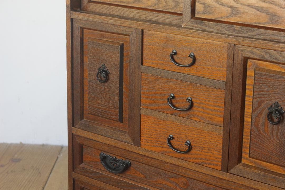 レトロ 小振り 引き出し 茶箪笥 抽斗 5杯 隠し収納 からくり箪笥 鍵付き