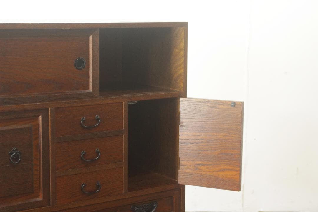 レトロ 小振り 引き出し 茶箪笥 抽斗 5杯 隠し収納 からくり箪笥 鍵付き