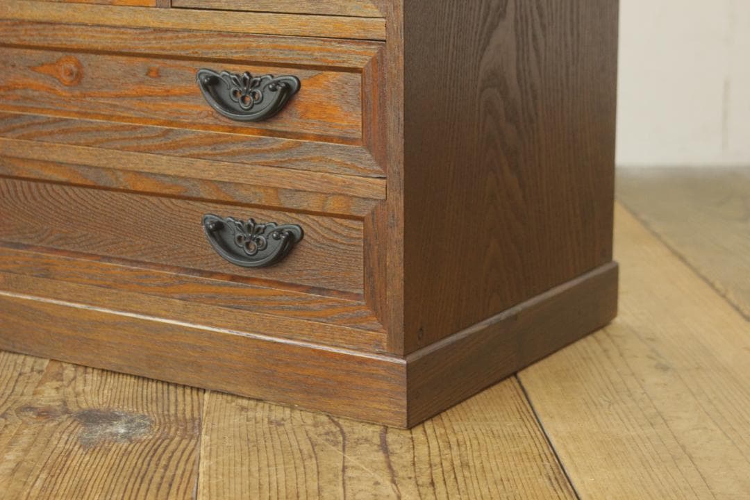 レトロ 小振り 引き出し 茶箪笥 抽斗 5杯 隠し収納 からくり箪笥 鍵付き