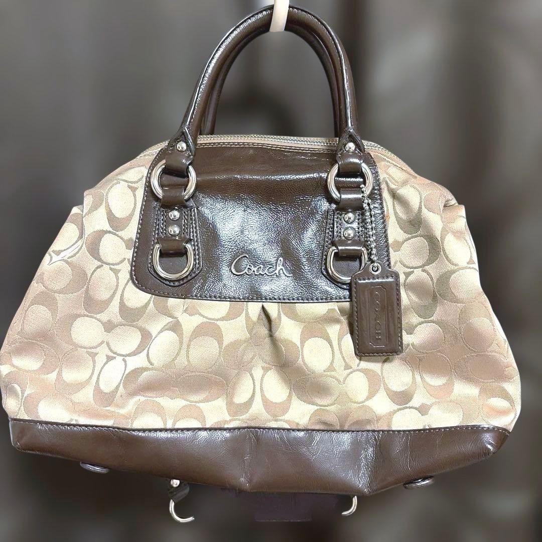 COACH コーチ 2WAY ハンドバッグ シグネチャー ナイロン F15443