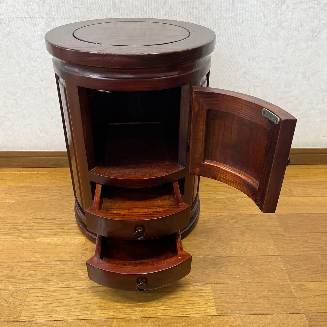 木製 丸型　箪笥　スツール アンティーク 花台 盆栽台 椅子 スツール
