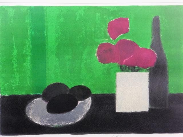 ベルナール・カトラン　直筆サイン『アボカドの皿のある静物』リトグラフ 0919J