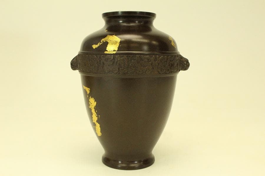 青銅宣徳 壷 共箱 未使用 美品(ZE427)