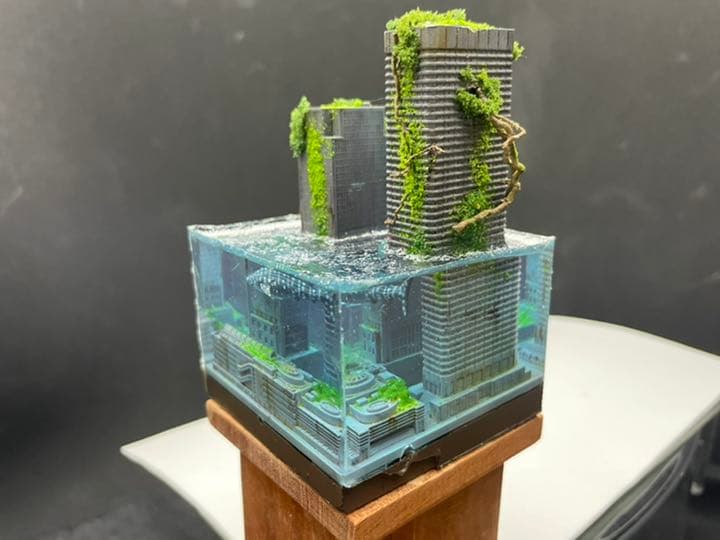水没した都市　レジンジオラマ
