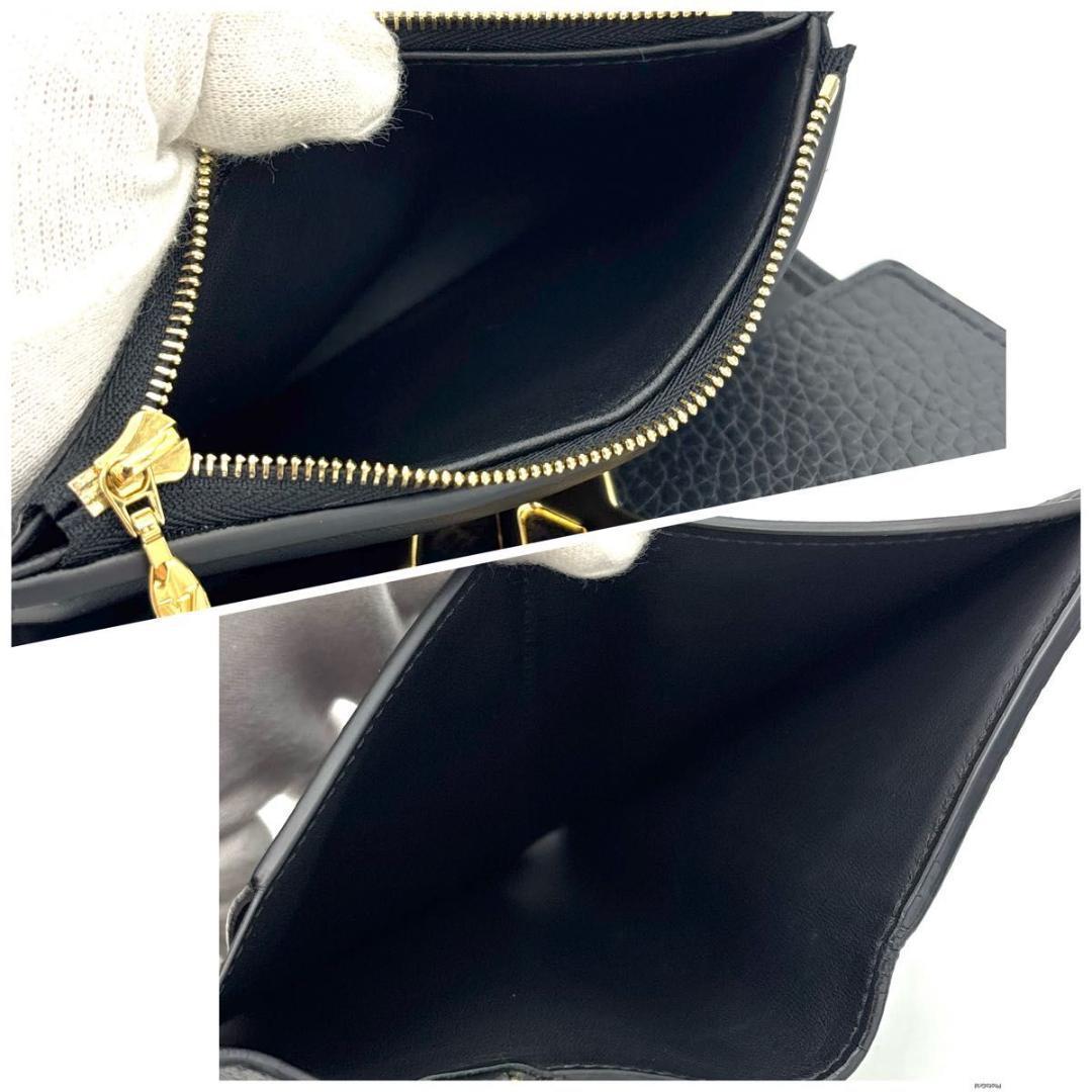 【ねん猫★】ルイヴィトン カプシーヌ コンパクト 三つ折り財布 ブラック