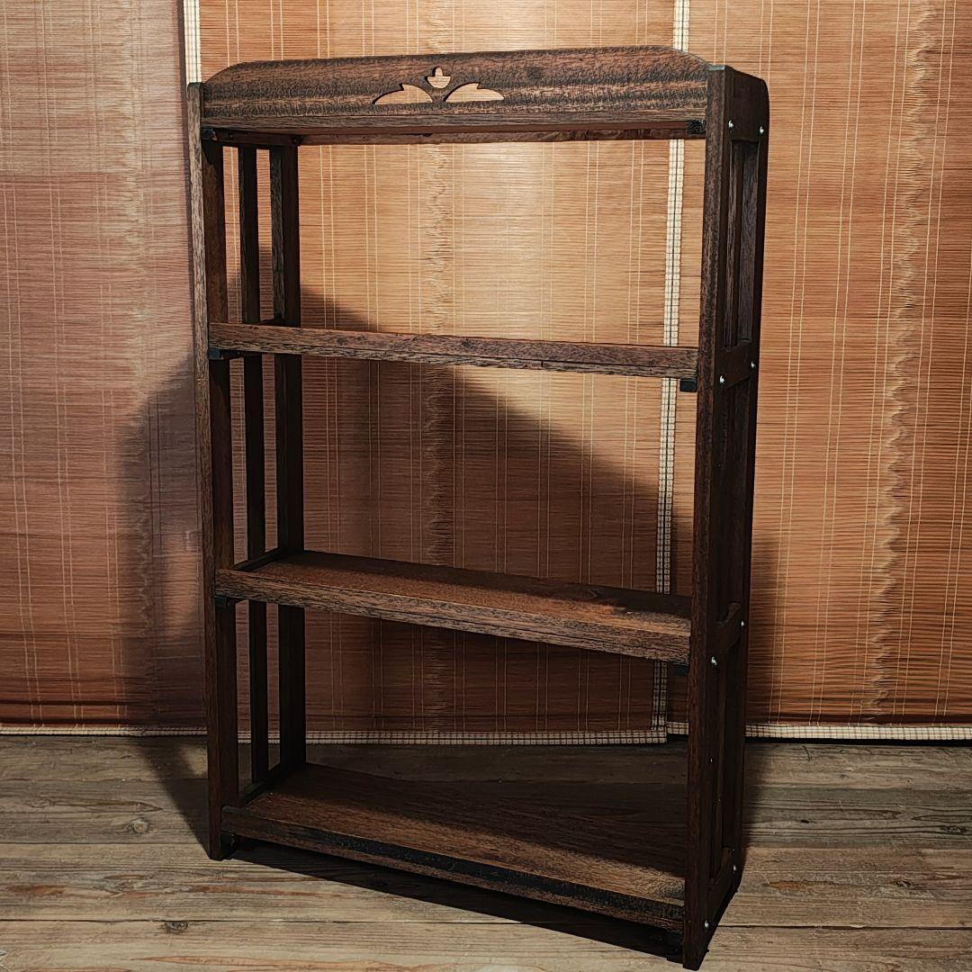 木製本棚4段　オープンラック　昭和レトロ　古家具