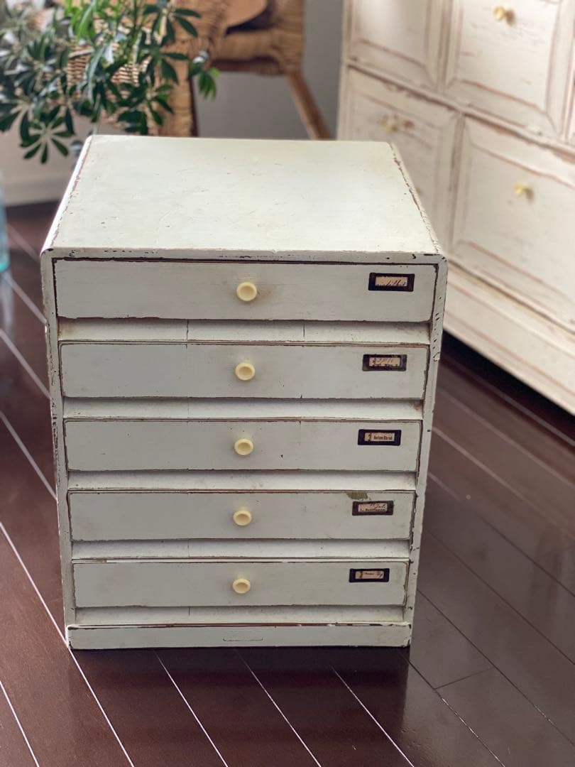 値下げ！【レトロ小引き出し シャビー風 5段】