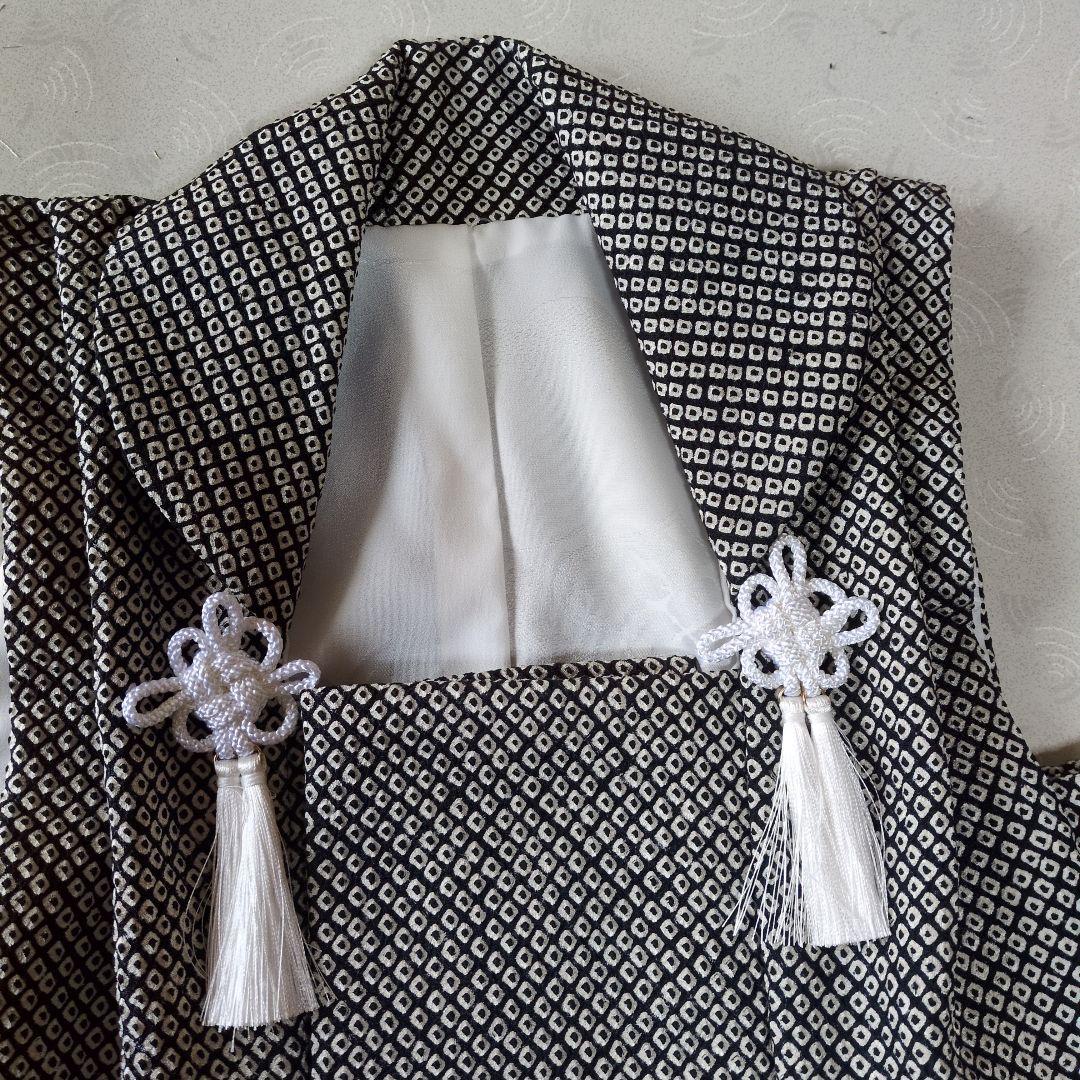 七五三３歳正絹総絞り手縫いの被布（中綿無し）黒色