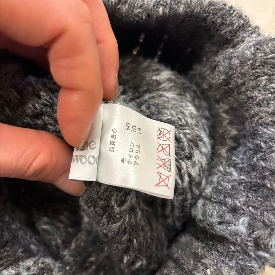 美品⭐️vivienne westwood ニット帽　オーブ　ボンボン　グレー