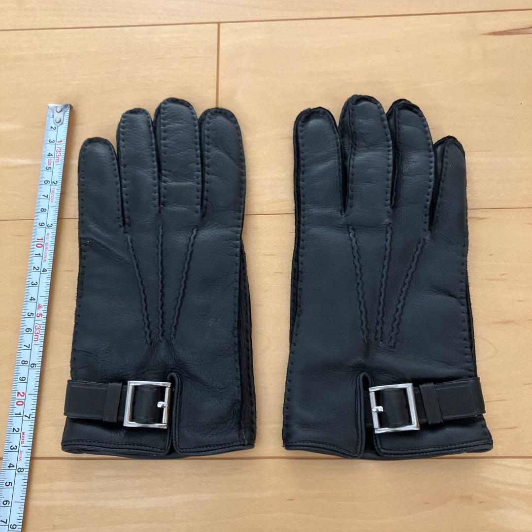PRADA プラダ　ブラックレザー手袋　メンズサイズ