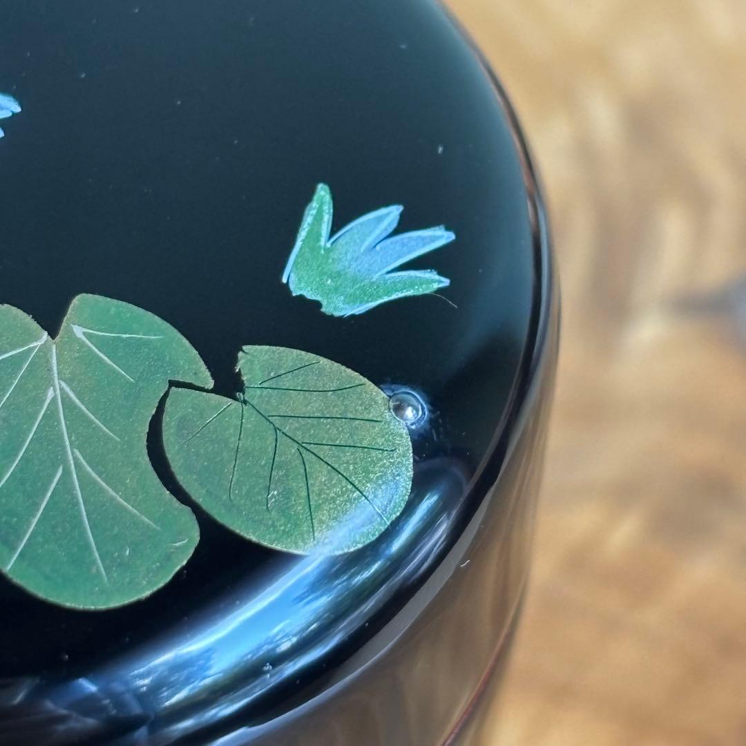 佐々木麗峰作　中棗　内朱塗　ひつじ草蒔絵　茶道具　共箱