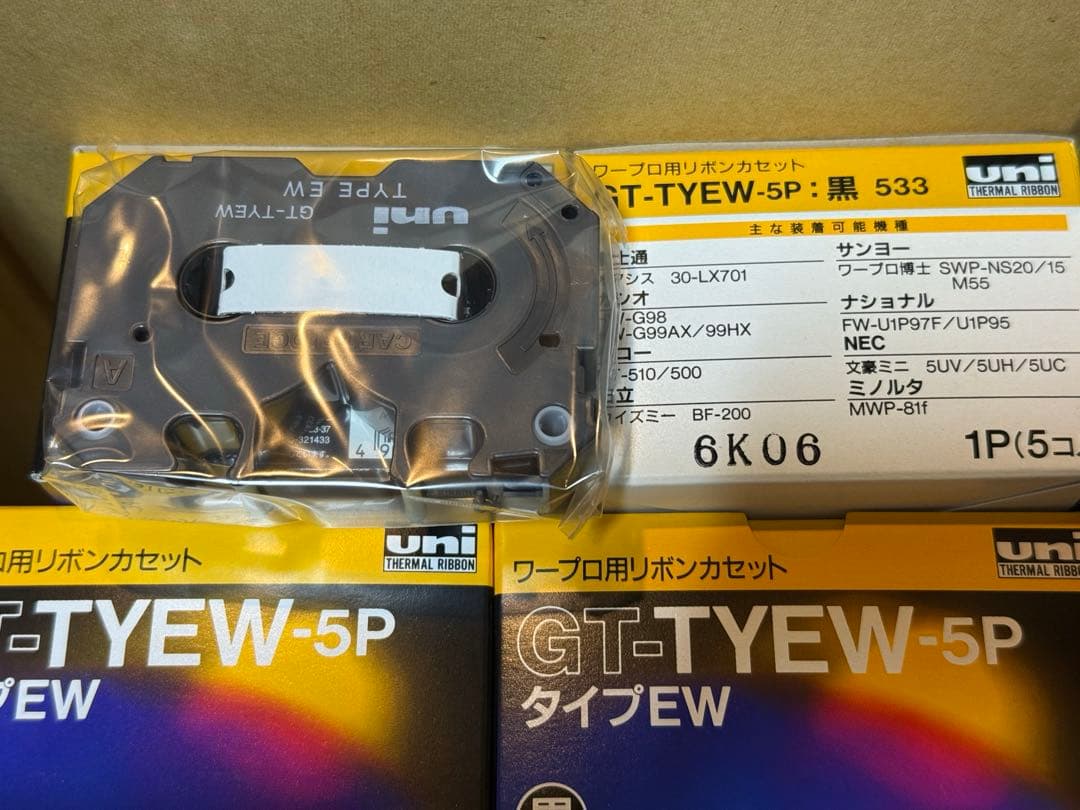 6箱　UNI　GT-TYEW-5P タイプEW　ワープロ用リボンカセット　30巻