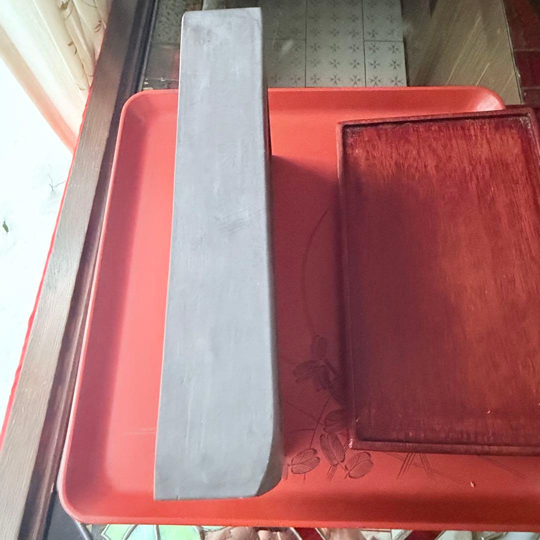 2245様感謝‼️不世出‼️旧家蔵出書の極み『松と芭蕉陽刻天然端渓硯』」文房四宝