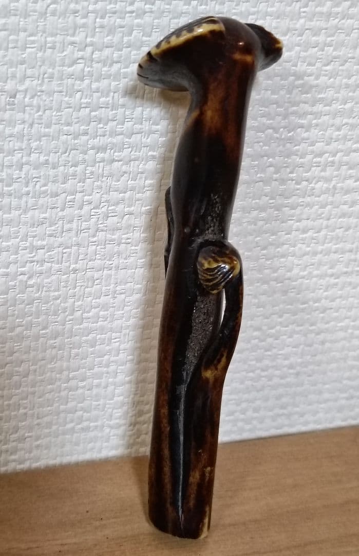 鹿角茸差し根付　古根付　鹿角彫刻根付　時代物　差し根付