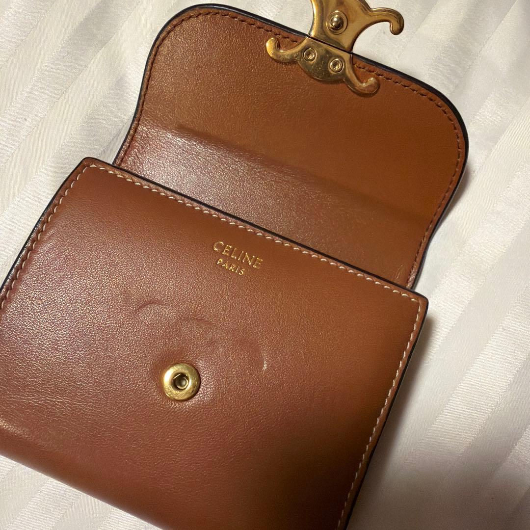 も*ぐ様 CELINE ブラウン折り財布 ゴールド金具