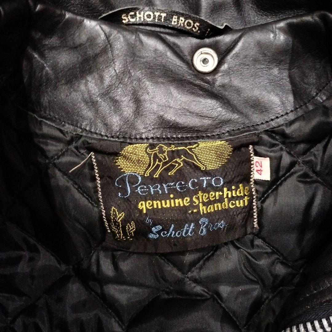 M*ム様 Schott ショット ポリスマン ジャケット レザー ブラック 42
