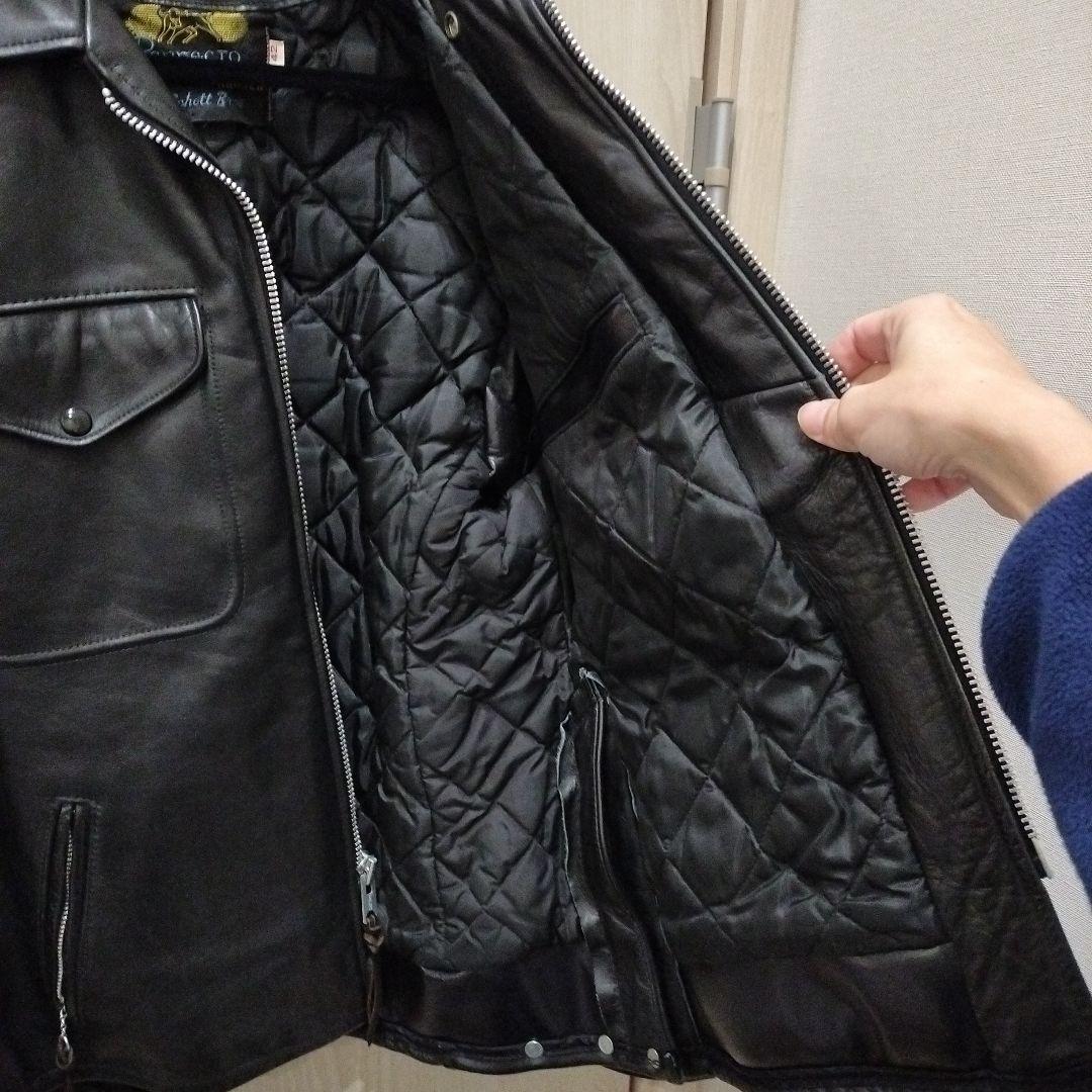 M*ム様 Schott ショット ポリスマン ジャケット レザー ブラック 42