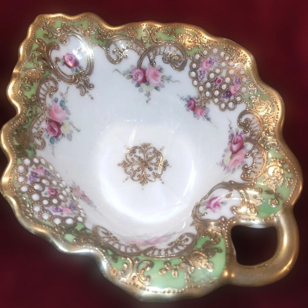 花柄金装飾陶器ボウル